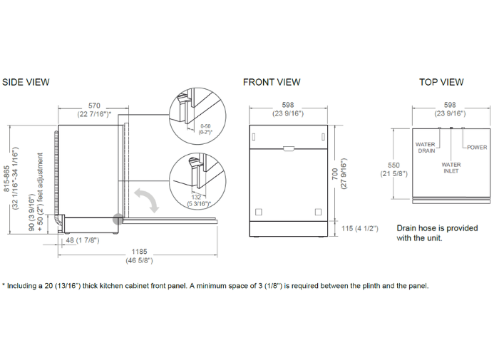 60 cm Built-in Panel Ready Dishwasher, Sliding Door | Bertazzoni